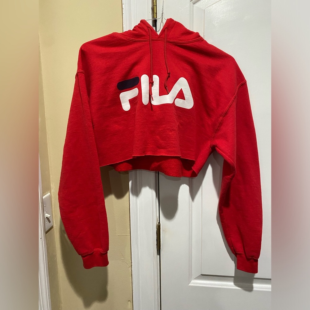 Red Fila Crop Hoodie Size Medium